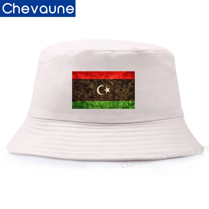 Vintage Libya LY Flag Bucket Hats Print Sports Fans Sun Shade Durable Fashion Creative Hats Outdoor Summer Fisherman Caps Unisex