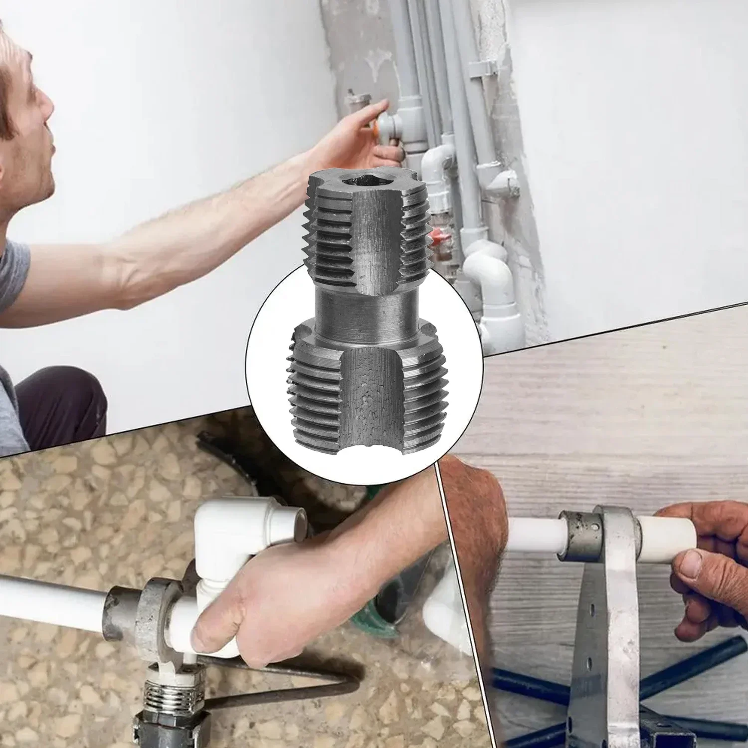 PVC Water Pipe Inner Hole Opener 4/6 Points Electric Drill Water Pipe Tapping Tools Internal Thread Maker Hand Plumbing Tools