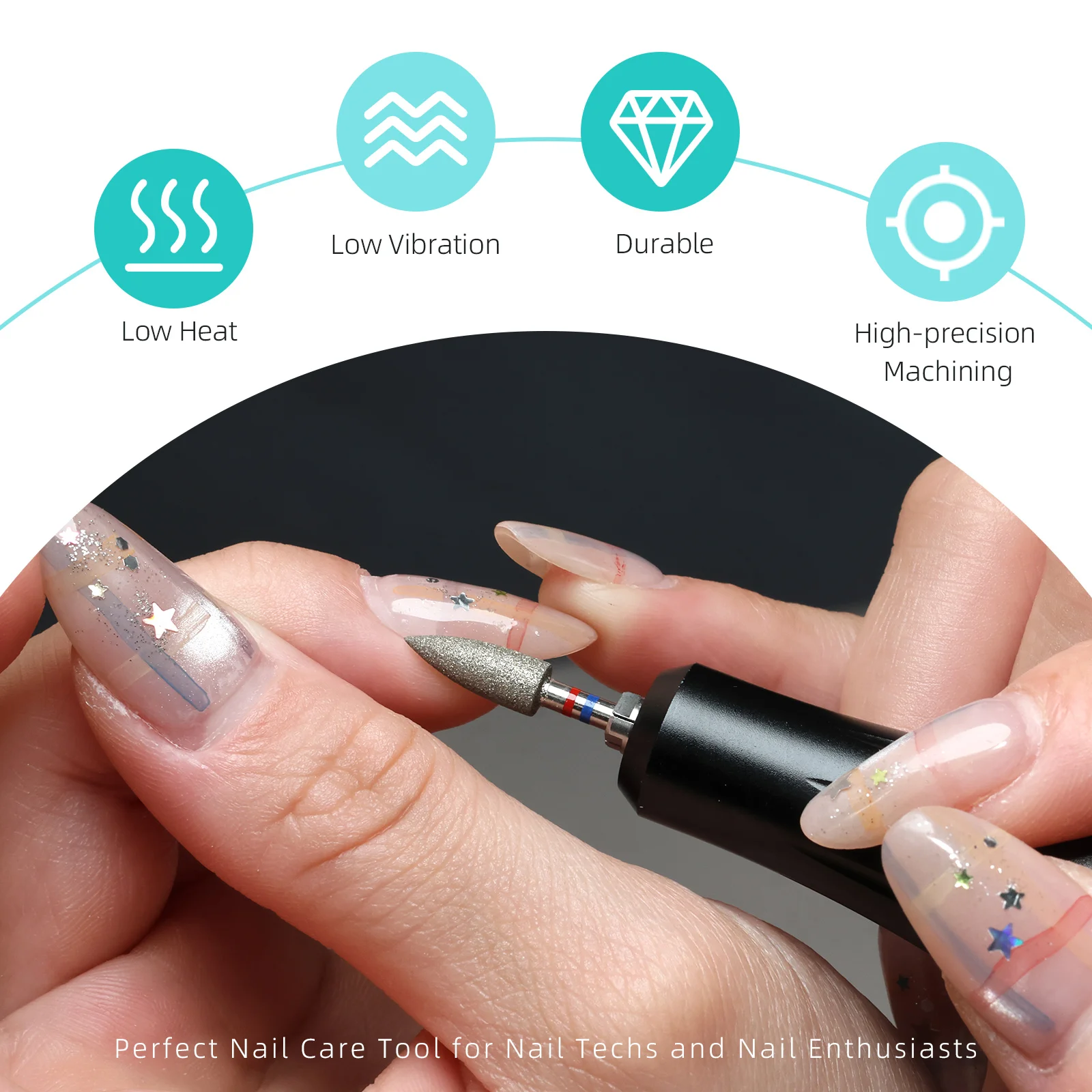 HYTOOS 4.5mm Large Cone Diamond Nail Drill Bits Dead Skin Cleaner Russian Cuticle Clean Prep Tool for Manicure Technician