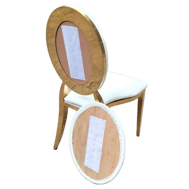 

Золотой роскошный качественный свадебный стул Louis из нержавеющей стали со съемной задней панелью и спинкой