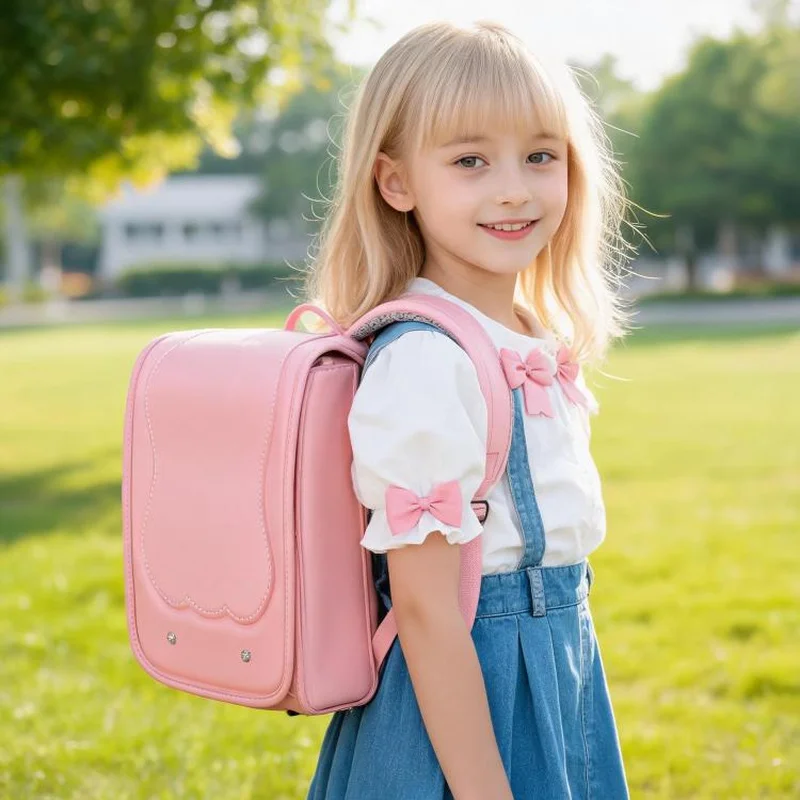 Girls Pink Japanese School Backpack With Hard Shell Waterproof Flap Bookbag For Primary Students Cute Kids Rucksack Daily Use