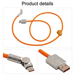 Efficient Fast Charging 7A USB Type C Cable 180 Degree Rotary Elbow Design Compatible with forXiaomi Charger Orange
