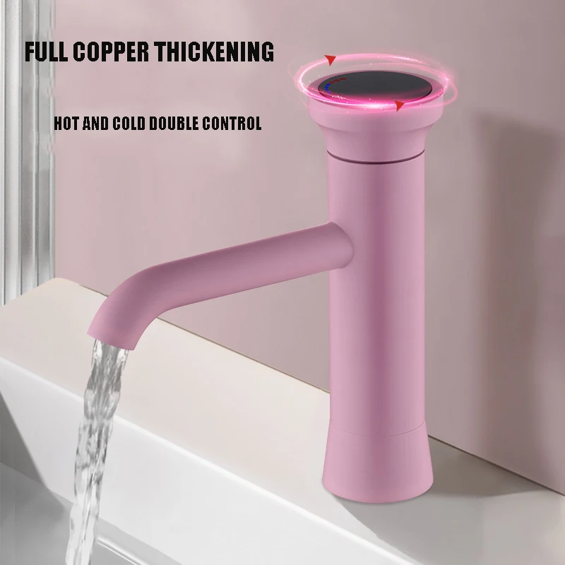 

NewCreative Art Copper Basin Faucet Bathroom Hot And Cold Wash Basin Pink Faucet Anti-Splash Customization