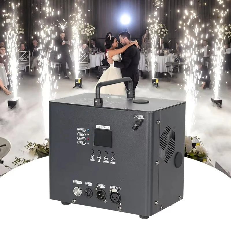 High Quality 350W Wireless Battery DMX Remote Control Cold Spark Machine Jet Fire Works Sparkler Machine for Wedding