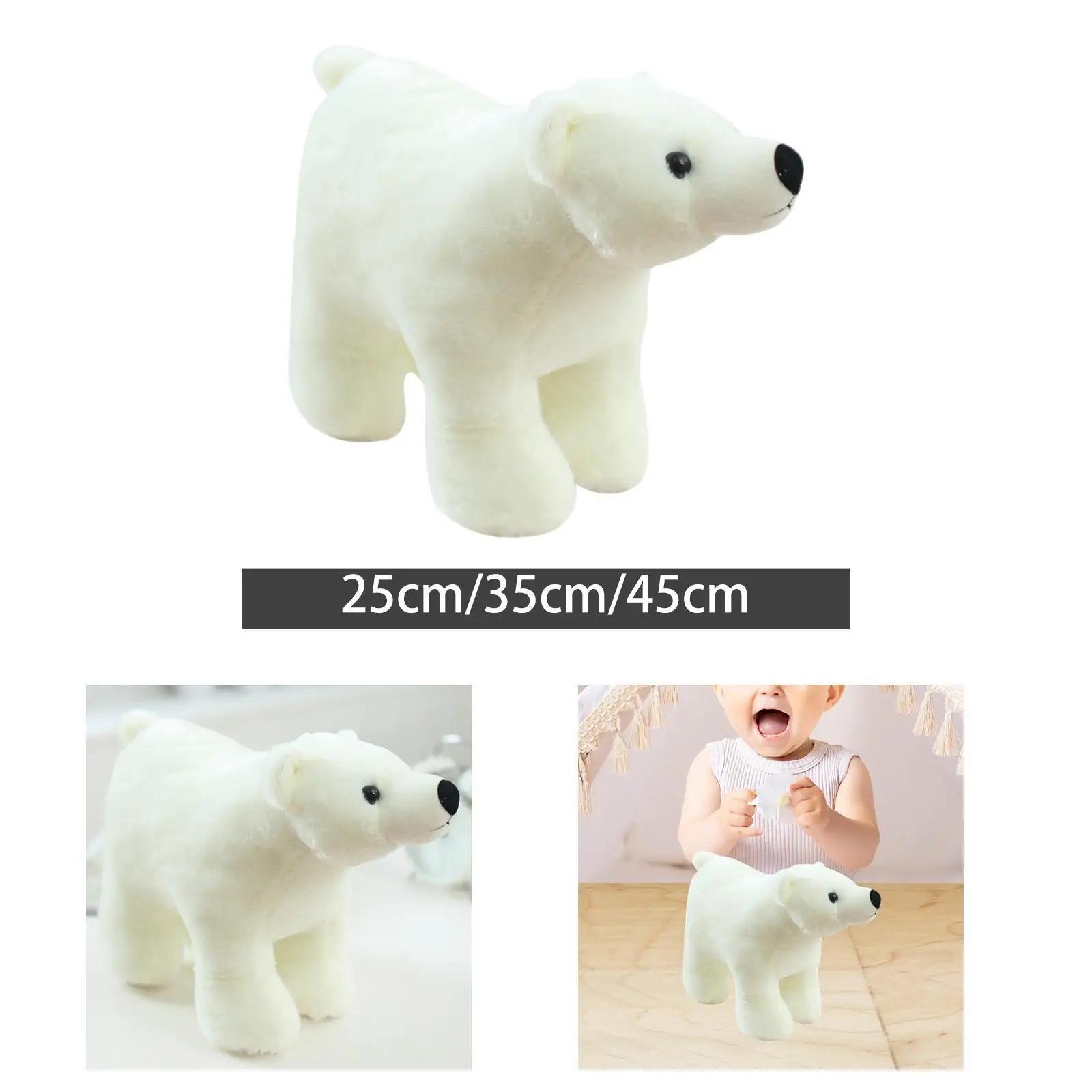 Urso polar boneca de pelúcia aconchego bonito realista macio urso polar brinquedo estatueta de urso para namorado seu ele meninos natal