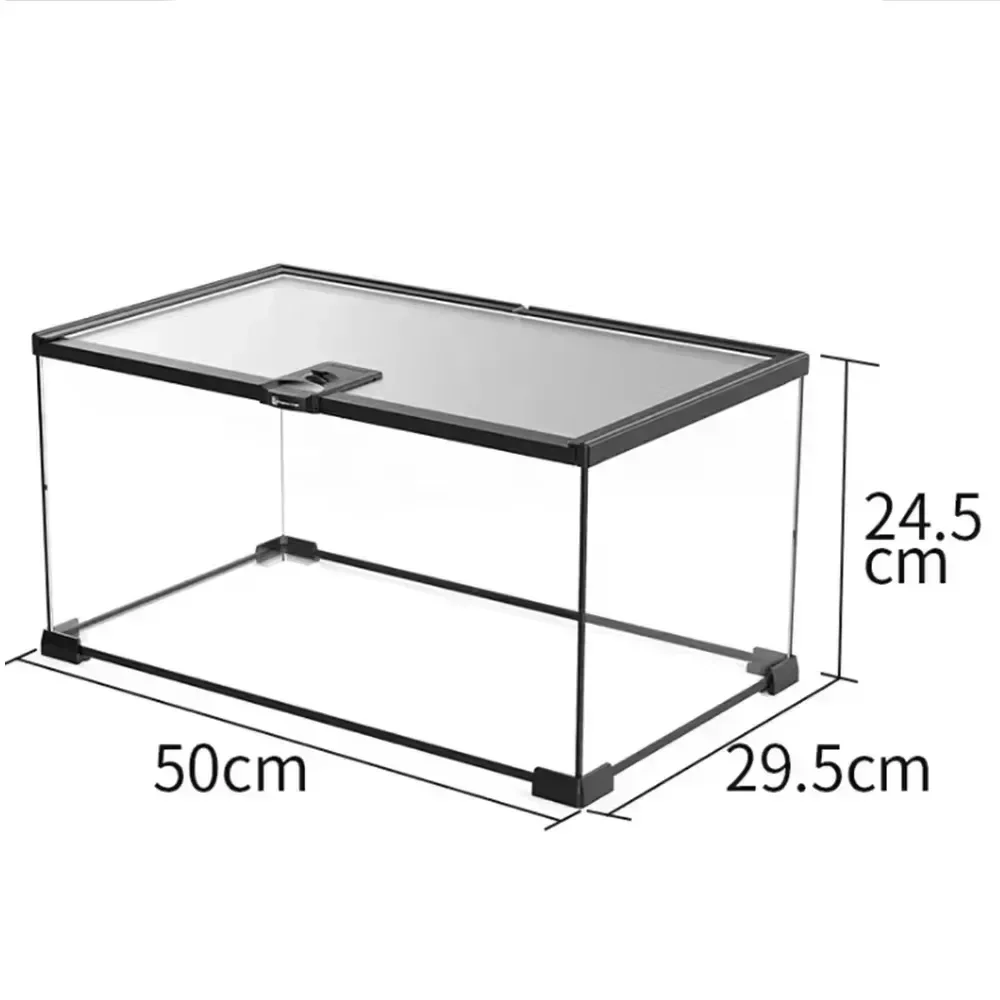 

Reptile Pet Glass Feeding Box Turtle Terrarium Snake Spider Lizard Horned Frog Rainforest Ecological Tank Snail Crab