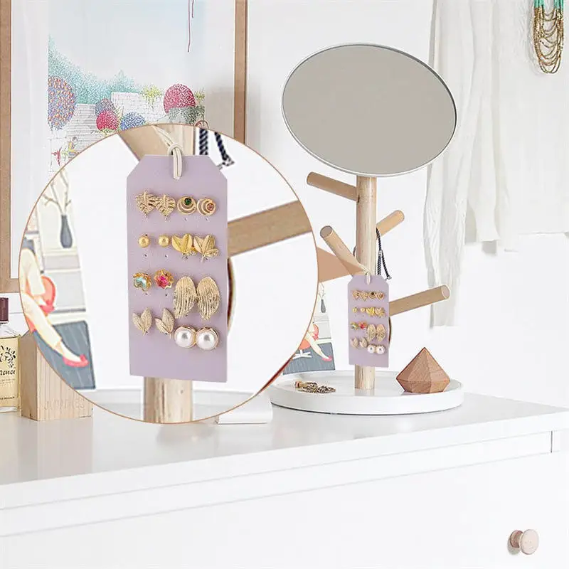 

Двусторонняя подставка для демонстрации серег из искусственной кожи, подставка для хранения серег-гвоздиков и клипс, картонный подвесной держатель для серег