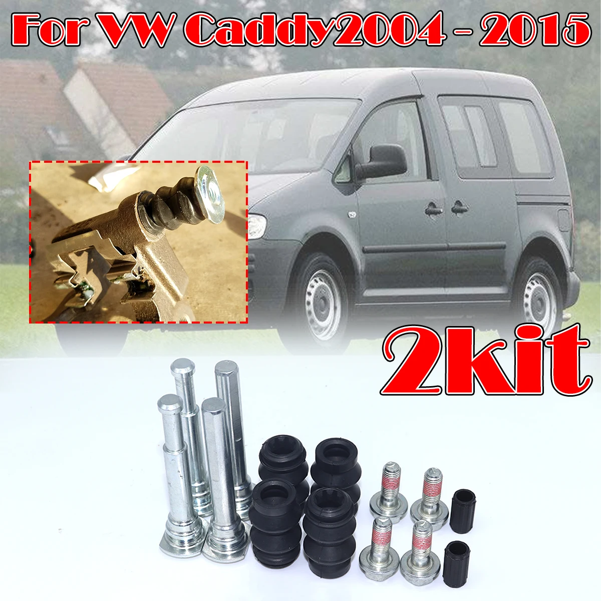 

14pcs Rear Brake Caliper Slider Guide Pins Bolt For VW Caddy 2004-2015 Left Right Disc Housing Rubber Bellows Sleeve Bush Seal