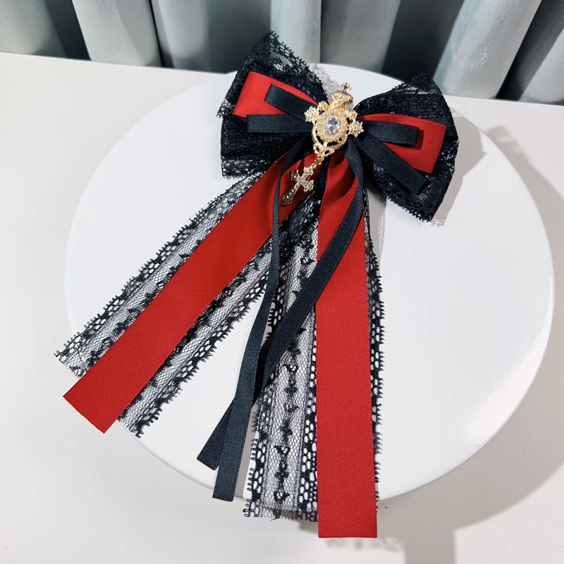 

Cloth Art Bow Tie Rhinestone Crystal Bowknot Brooches for Women Shirt Collar Pins Wedding Party Necktie Jewelry Accessories