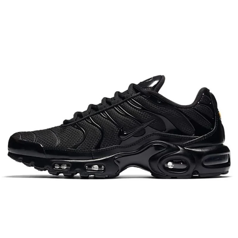 Nike Air Max Plus TN Men Women Running Shoes Breathable Non Slip Durable Air Cushion Cushioning Fabric Triple Black