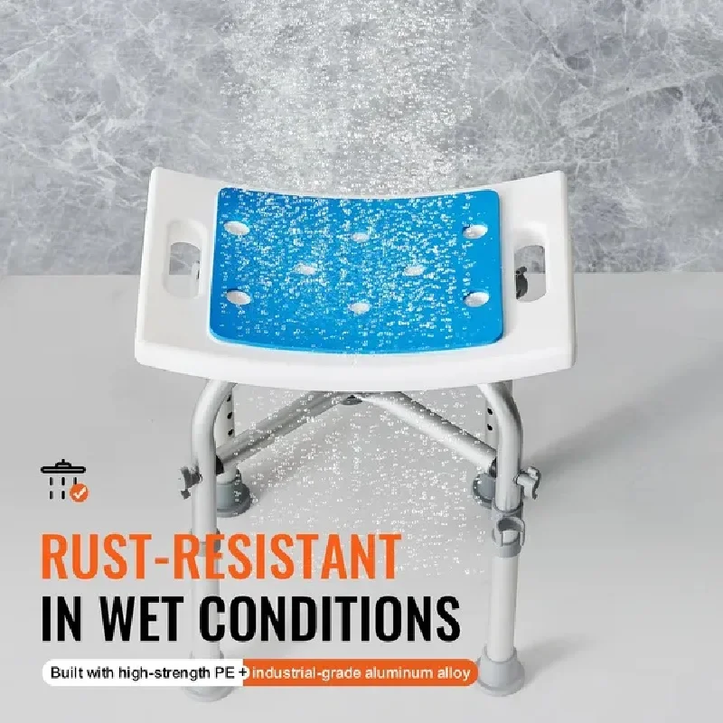 VEVOR Shower Chair for Inside Shower, Adjustable Height Shower Stool with Crossbar Support, Shower Seat for Shower Tub, Non-Slip