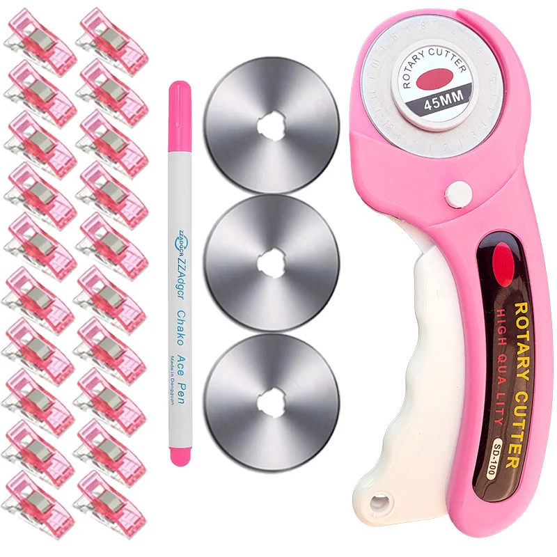 45mm Rotating Cutter, Ergonomic Handle Rotary Cutter, Equipped with a Safety Locking Device, Suitable for Fabrics, Leather, Hand