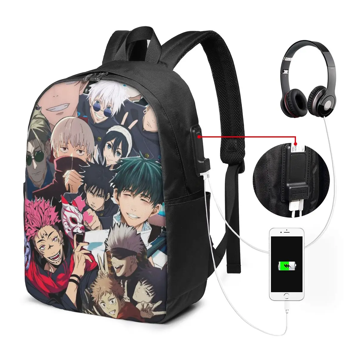 Megumi Besto Friendo Jujutsu Kaisen Sukuna Anime Backpack Travel Notebook Bag Computer College Student School Bag Laptop view 2