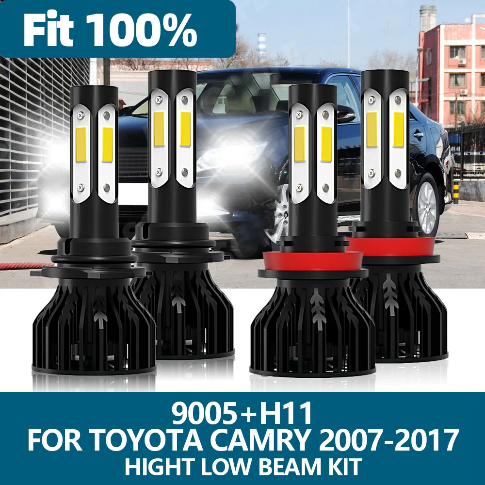 

4Pcs LED Headlight H11 9005 HB3 6000K High Low Beam Kit For Toyota Camry 2007 2008 2009 2010 2011 2012 2013 2014 2015 2016 2017