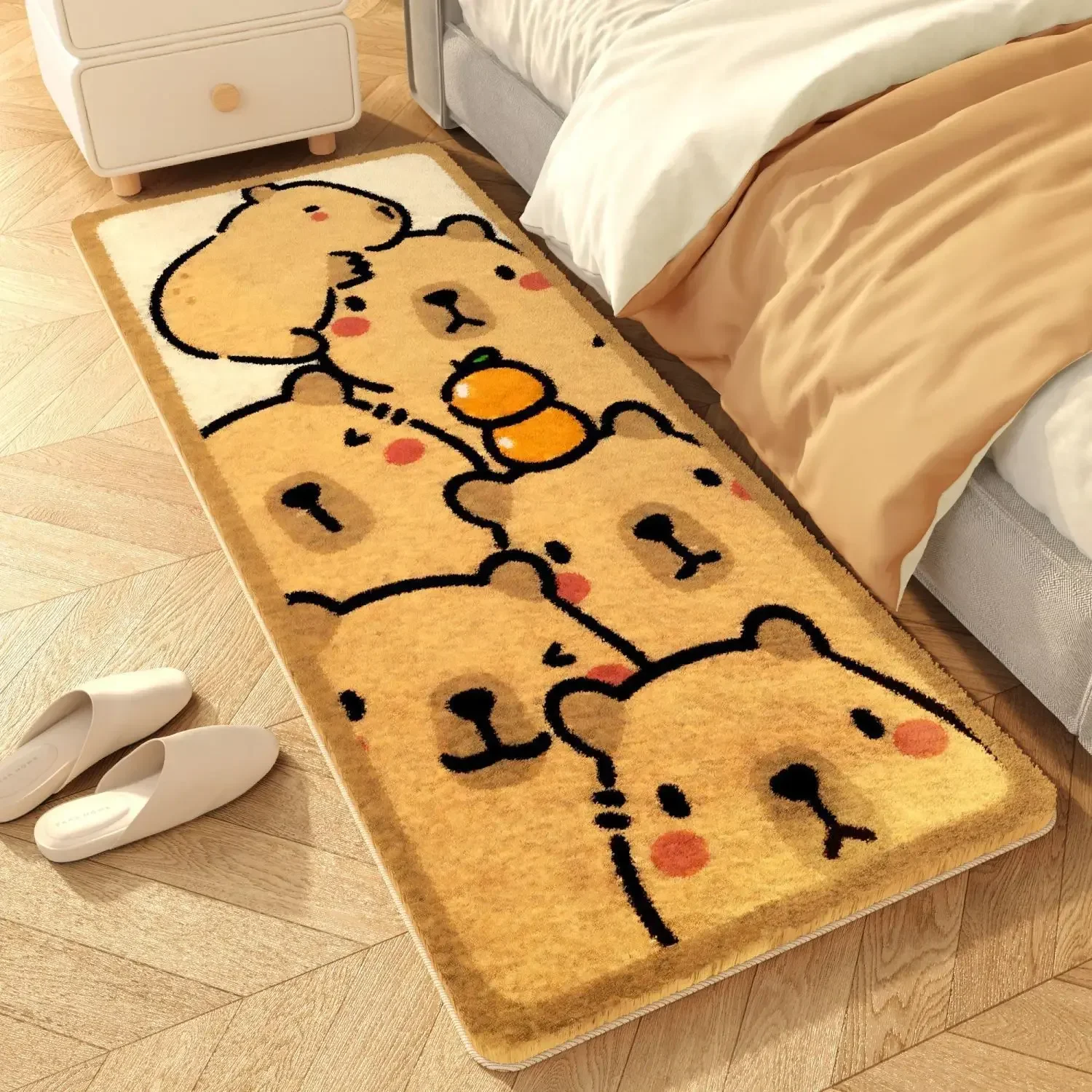 Cute Bedside Cashmere Carpet Capibara Imitation Cashmere Floor Mat,anime Rug