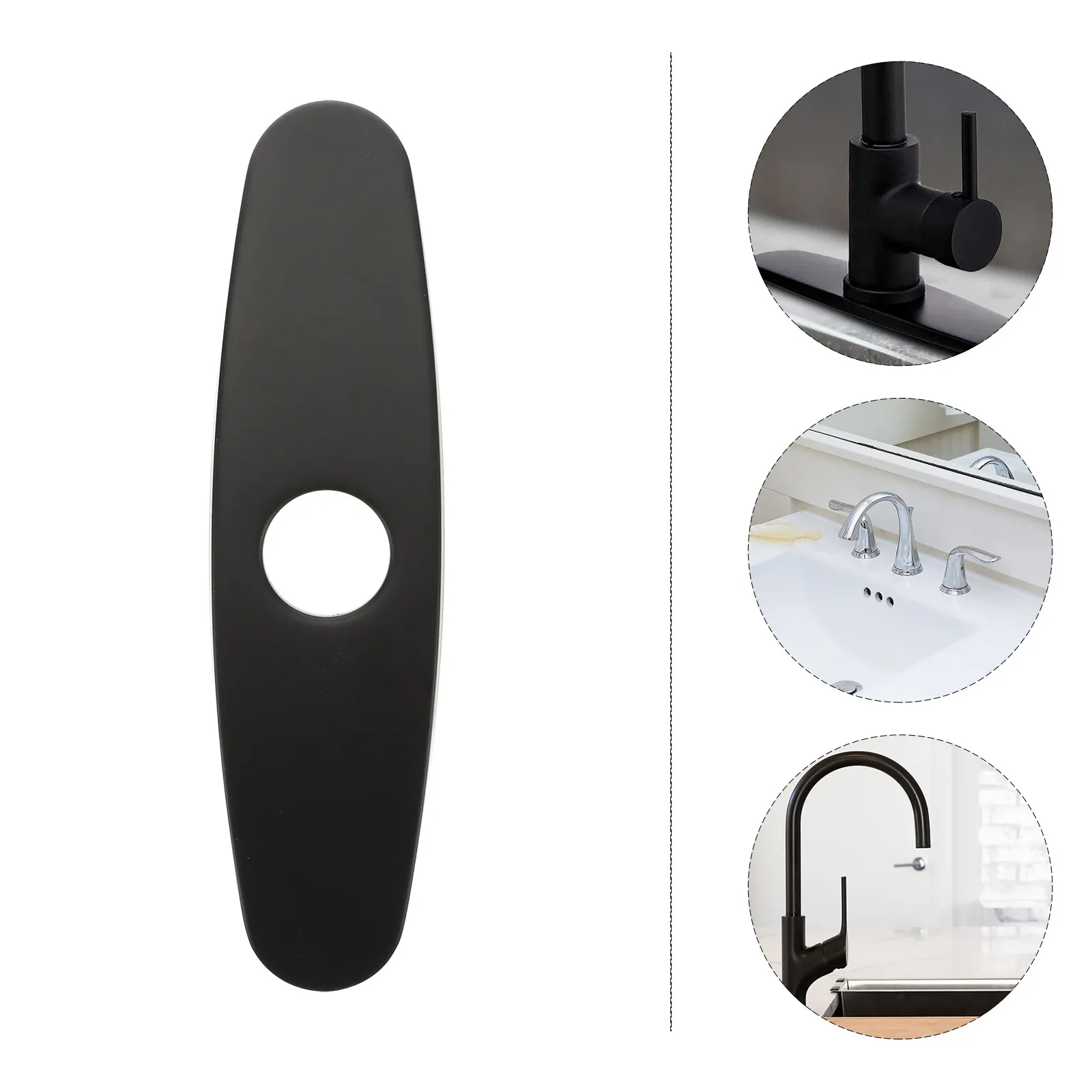 

10 Inch Black Stainless Steel Faucet Deck Plate Sink Basin Cover Hole Concealer for Single Hole Faucet Kitchen Accessories