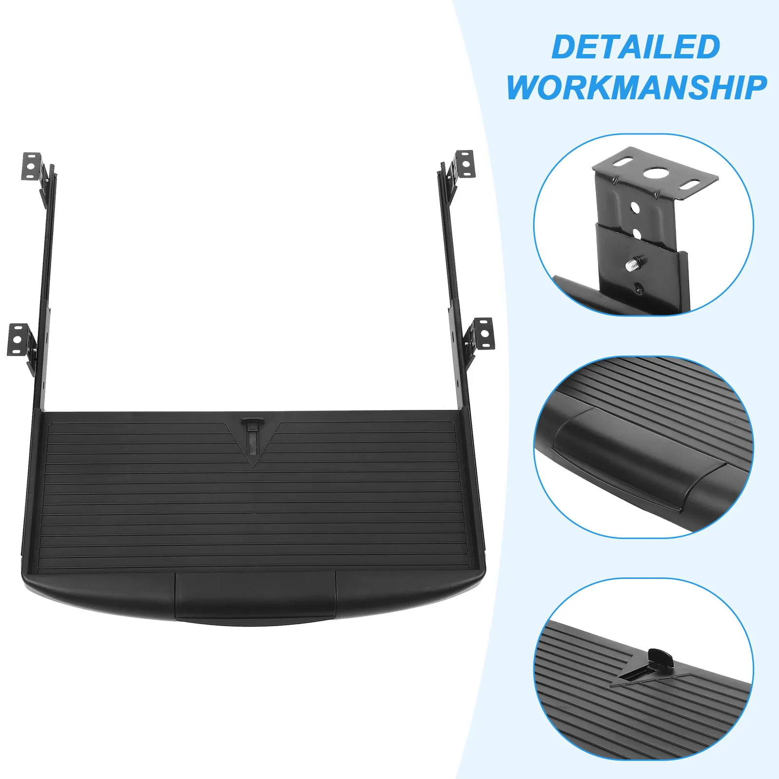 Full Extension Under Desk Keyboard Tray Slide Out with Adjustable Height Guide Dual Layer Drawer Style for Efficient Space