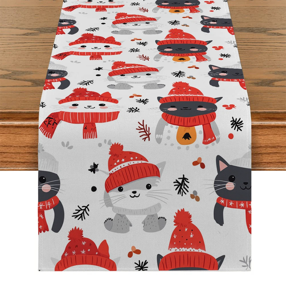 Christmas Cat Hat Table Runner Home Wedding Centerpieces Decoration Party Table Runners Dining Long Cloth