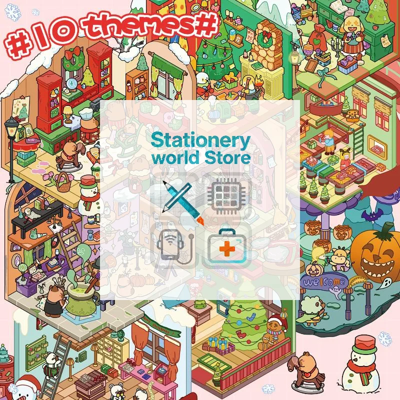 الكرتون 10 قطعة/المجموعة عيد الميلاد مشهد مصغر Diorama ملصقات DIY بها بنفسك اليدوية مكدسة سجل القصاصات ملصقات عطلة الديكور الهدايا #1