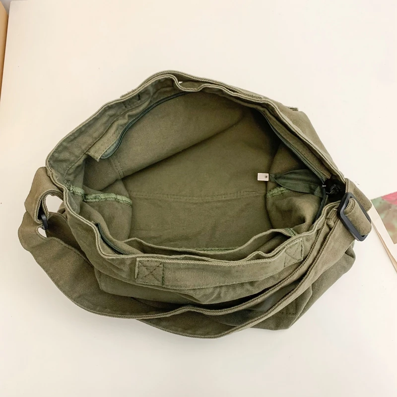 Large Capacity Canvas Shoulder Bags Simple Solid Cloth Crossbody Bags Korea Style 100% Cotton Satchels Preppy Casual Packages