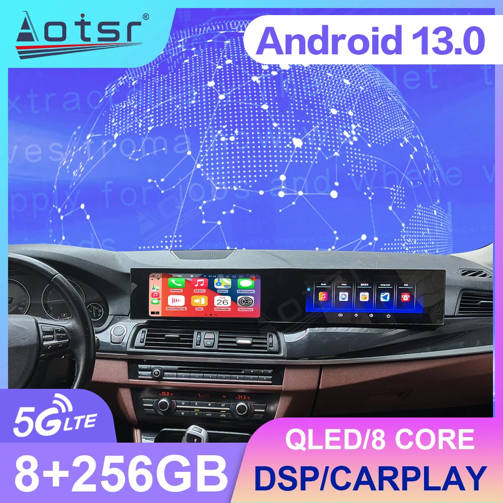 12.3 InchExtra large screen  Android Car Radio For BMW 5 Series F10 F11 2010-2017 Video Player Stereo Auto GPS Navi DSP Carplay