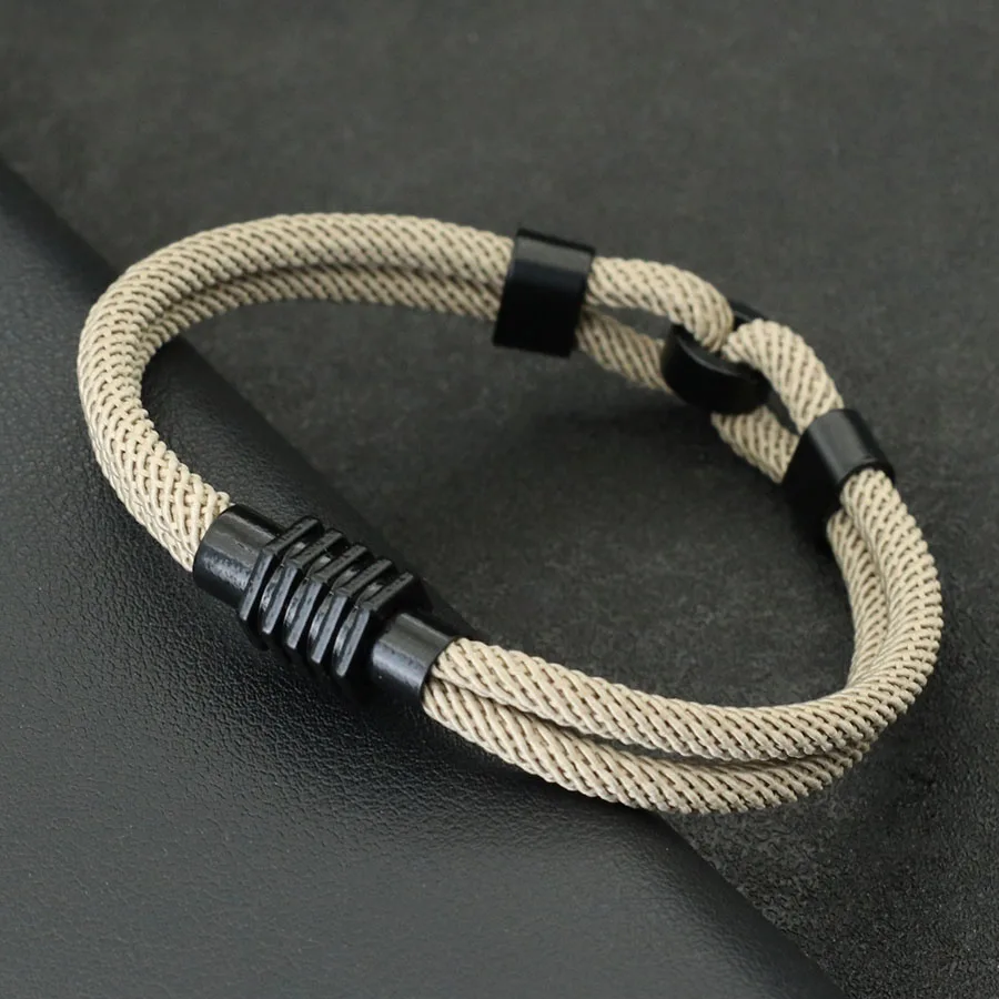 New Stylish Knot Bracelet For Men Black Magnet Buckle Rope Braslet Gifts For Him Nautical Braclet Pulseras De Hilo Wrap Jewelry