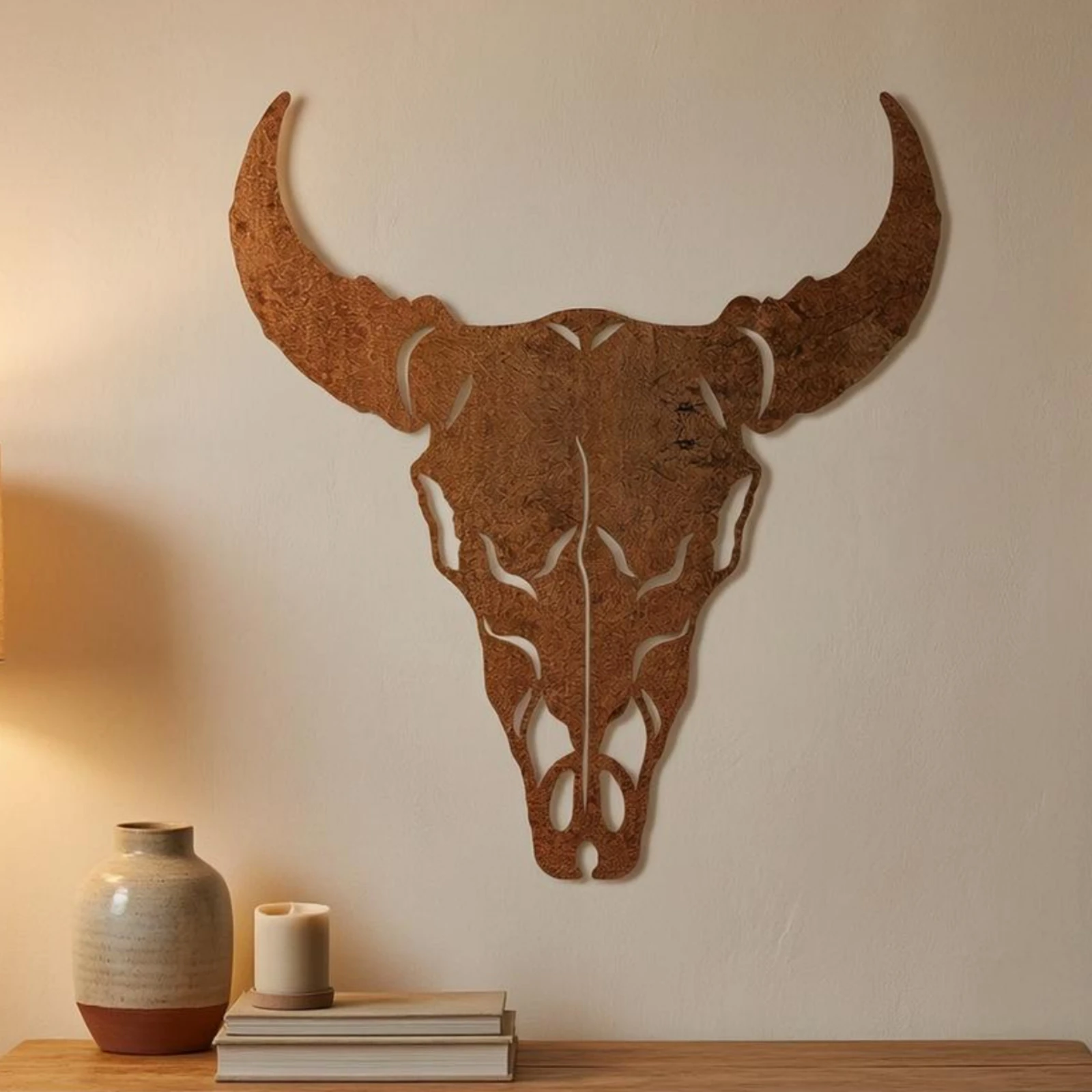 Bull Skull Wall Decor Openwork Horned Skull Silhouette House Decoration Rustic