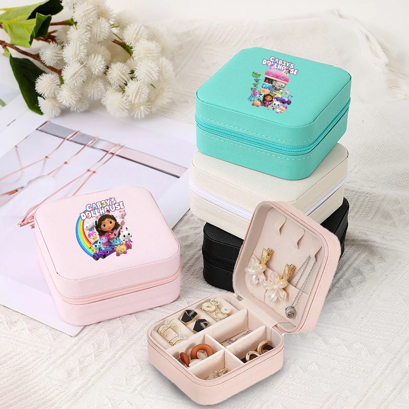 

Gabby Dollhouse Jewelry Box Ring Necklace Earrings Stud Portable Travel Storage Box Women Pink Jewelries Boxes Jewelry Case New