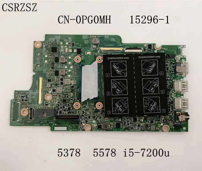 For Dell inspiron  5378 5578 Laptop motherboard with i5-7200u CPU 15296-1 CN-0PG0MH 0PG0MH PG0MH  Fully Test