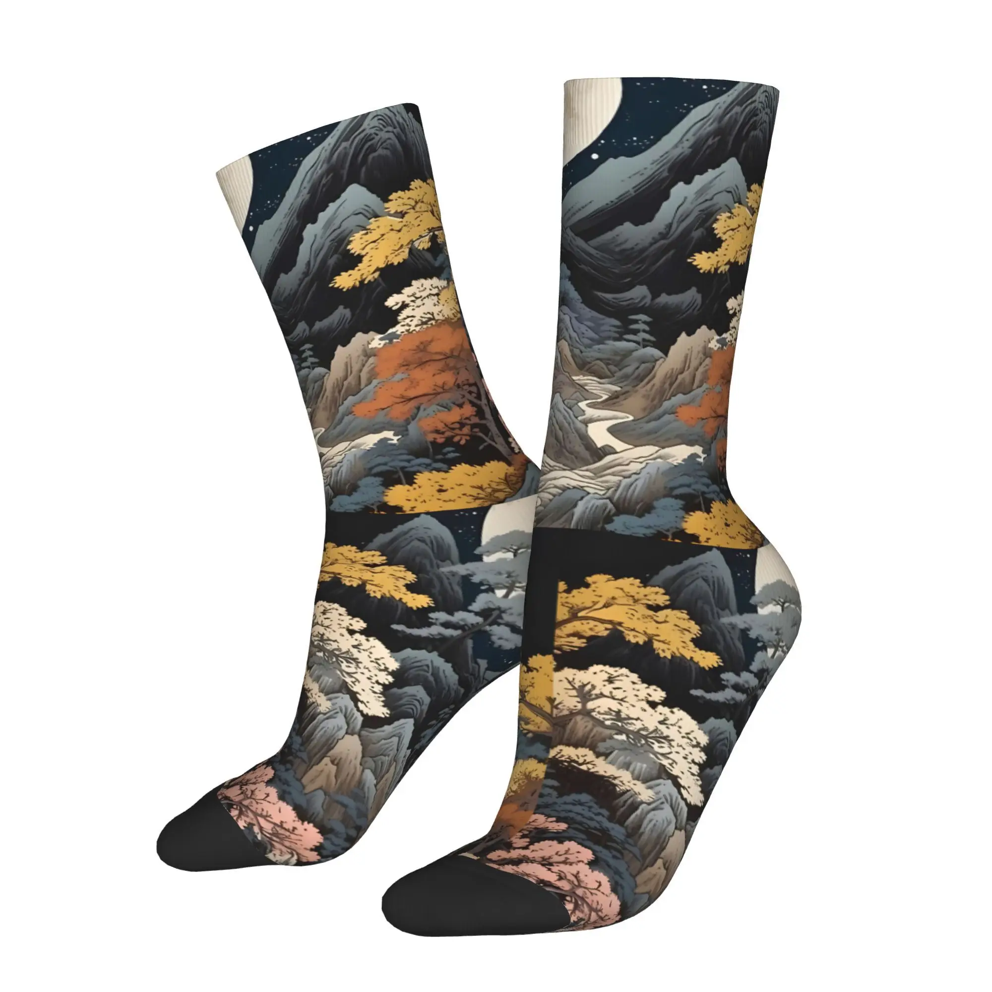 

Wood Block Okiyo Mountian Kawaii Socks Sports Shopping Hiking Travel Gym Cartoon Pattern Socks