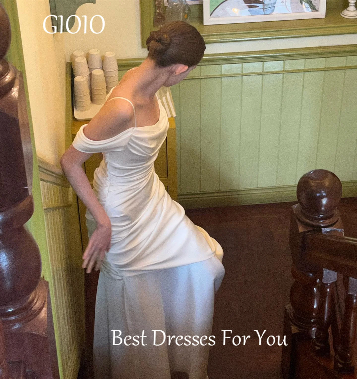 GIOIO Sweetheart  Formal Wedding Dresses Korea White Pleat Short Sleeves 프롬드레스  Customized Elegant Bride Gown Party Women