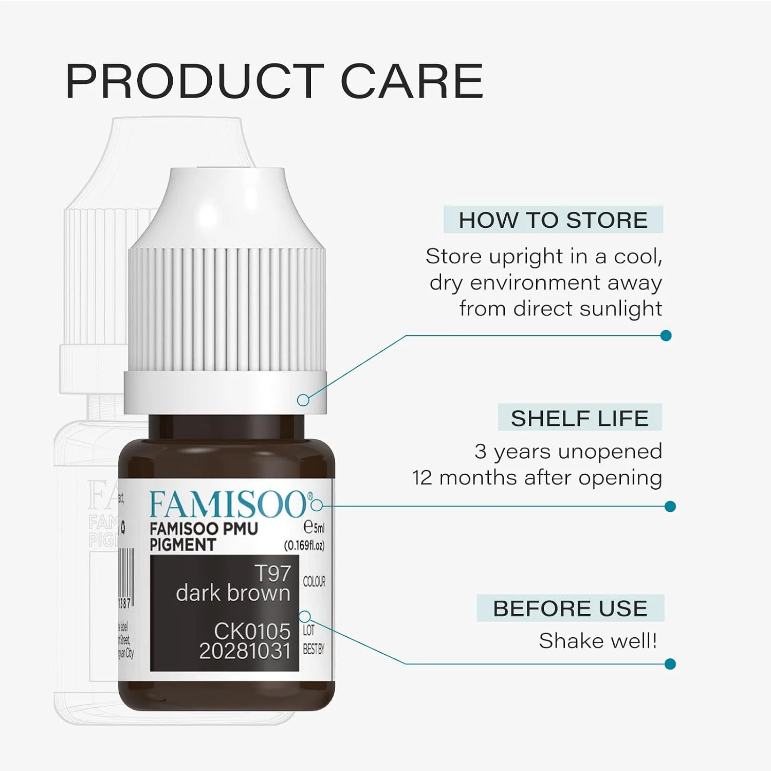 FAMISOO 4PCS Set 5ML Eyebrow Micropigmentation Semi Permanent Makeup Pigment for Eyeliner Organic Black Brown Tattoo Ink Supplie