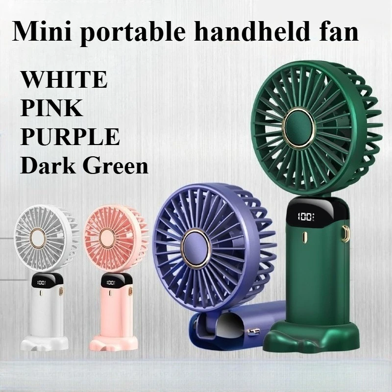 Folding Fan Mini Portable Hand-Held Fan Rechargeable Multifunctional Fan With Display Screen Neck Hanging Fans