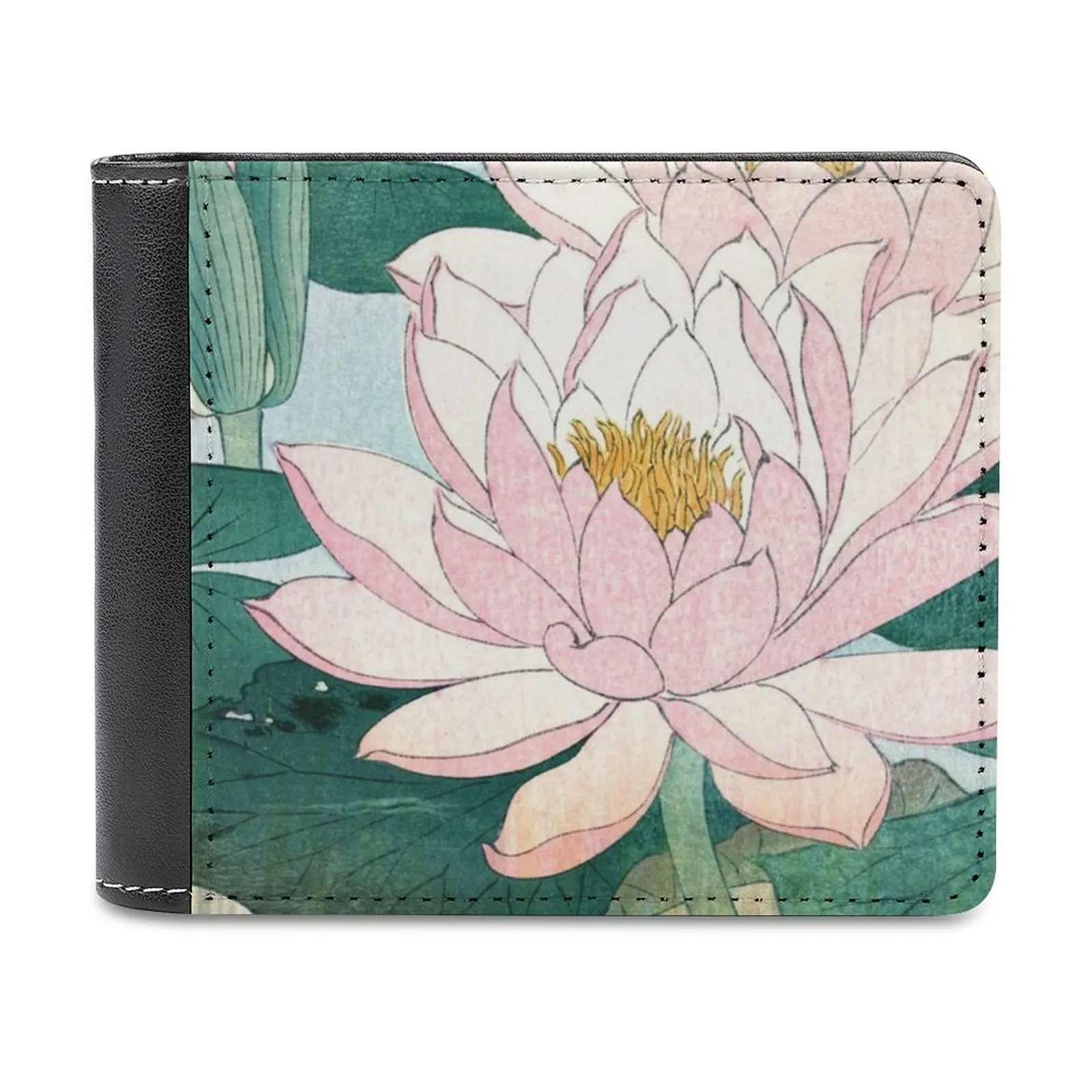 Sacred Lotus Flower Men Wallet Pu Leather Short Male Purses Credit Card Wallet For Men Money Bag Lotus Flower Sanskrit Yoga