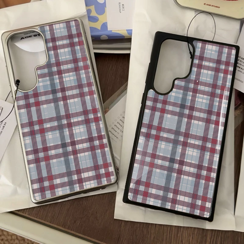 ins Colorful checkered stripes Epoxy Phone Case Anti-drop For Samsung Galaxy 23/24/25/30 PLus FE ULTRA EDGE