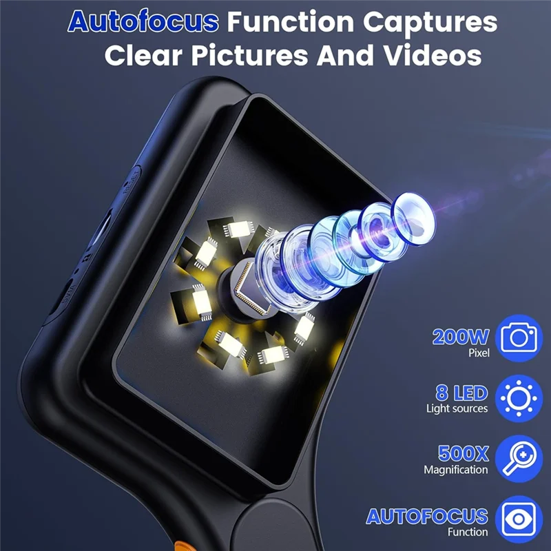 AT82-For Kids Adults -3 Inch IPS Screen Ahalfcit Digital Microscope 500X Handheld Coin Magnifier,3 Level LED Light