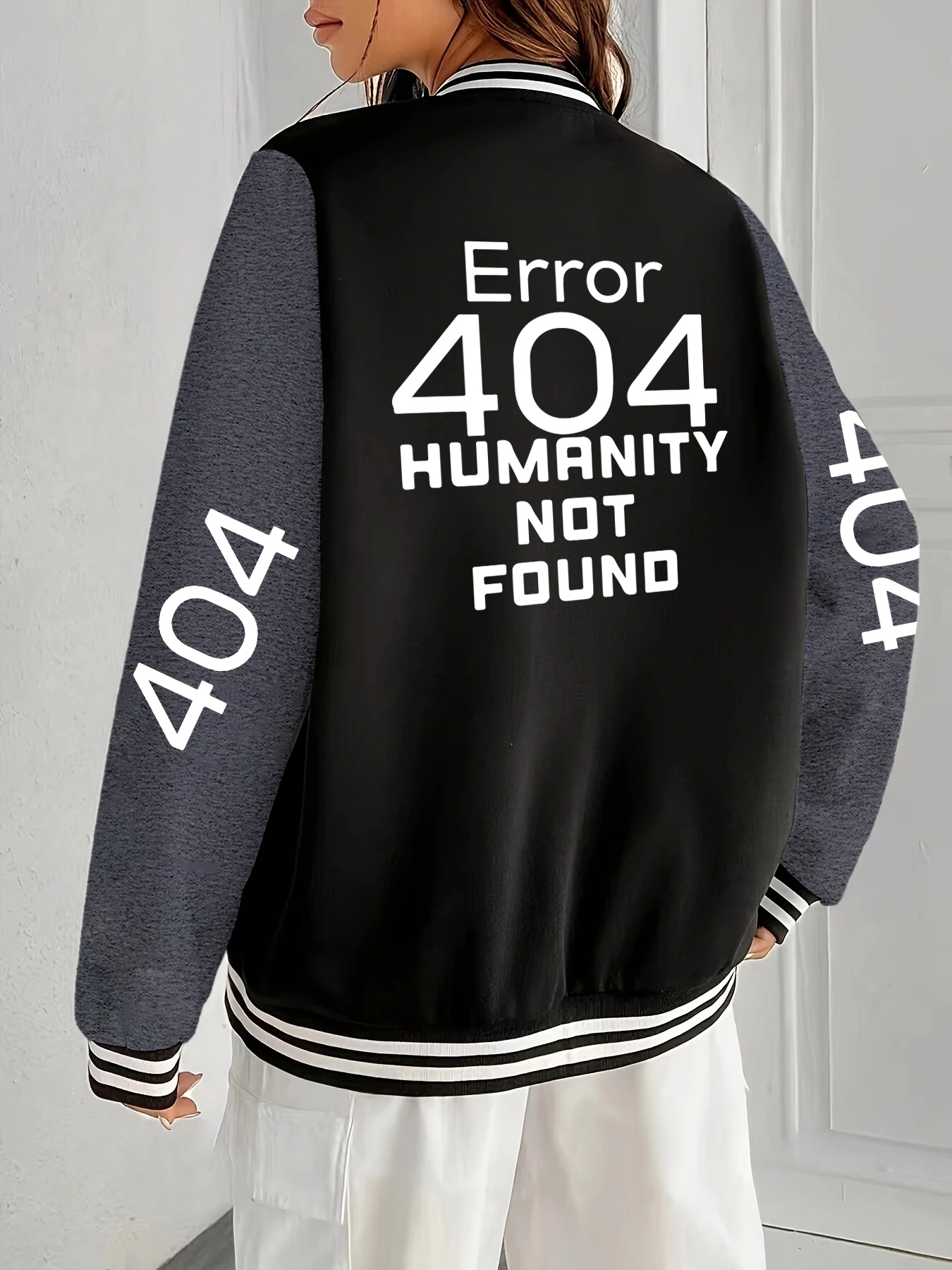 

Error 404, бейсбольная форма унисекс с принтом человека, не найдена, спортивная теплая куртка, свободные куртки в стиле хип-хоп, мягкие негабаритные женские куртки