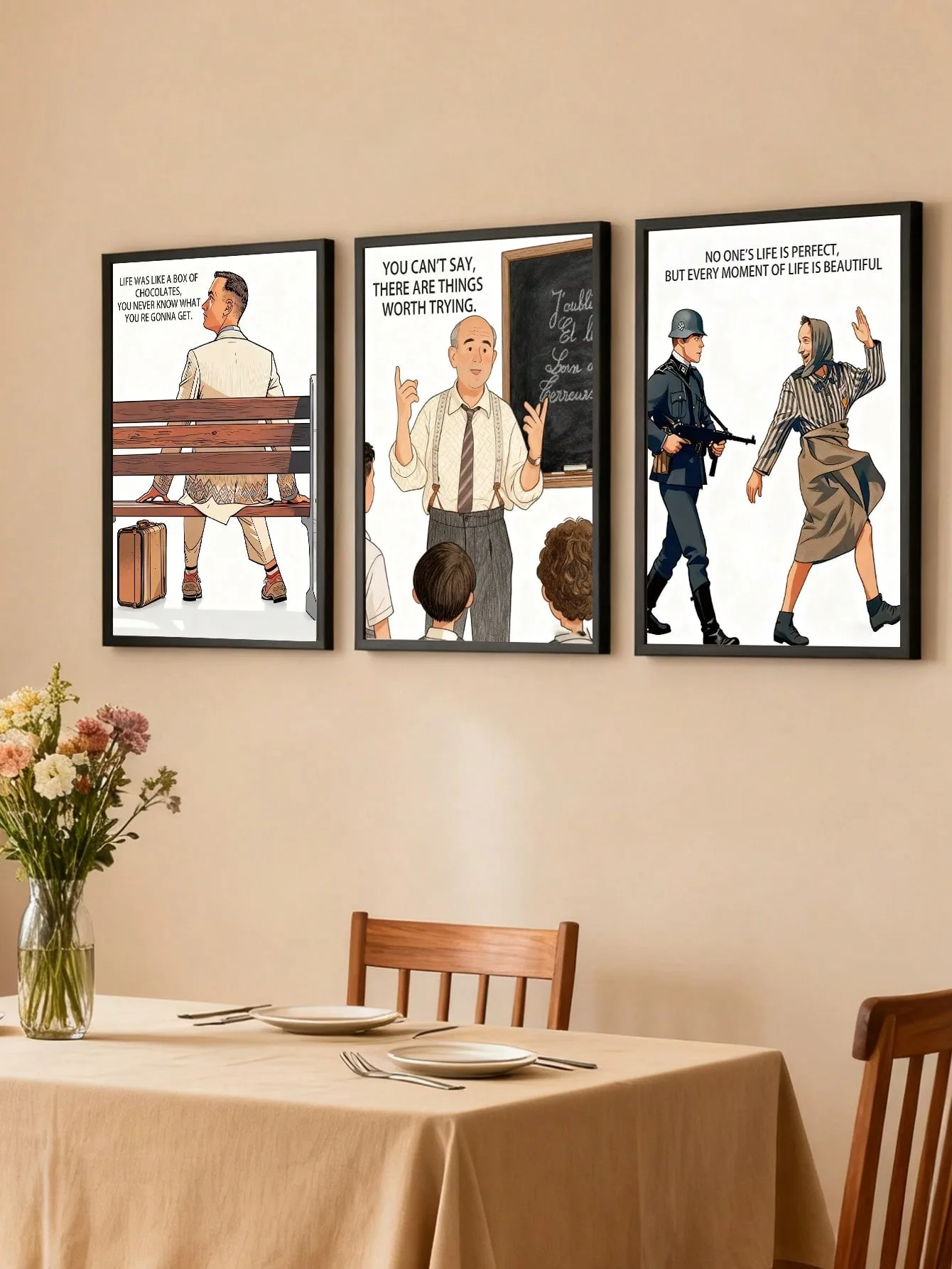 3 pieces/set, frameless, philosophy of life, cartoon F-movie poster, famous American movie series