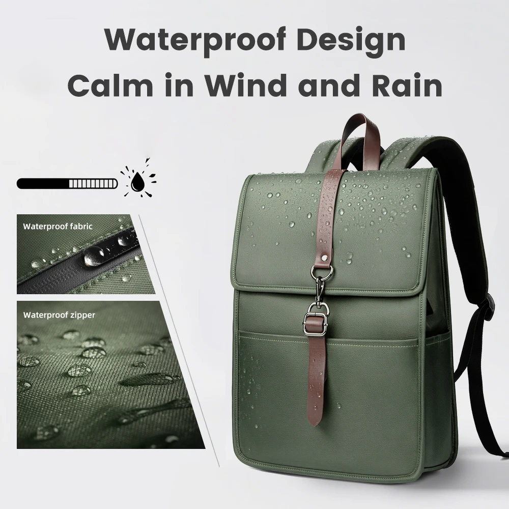 حقيبة ظهر مدرسية أنيقة للرجال من HK مقاومة للماء مقاس 15.6 بوصة للكمبيوتر المحمول مع منفذ USB حقيبة كمبيوتر محمول جامعية كلاسيكية للطلاب الرجال