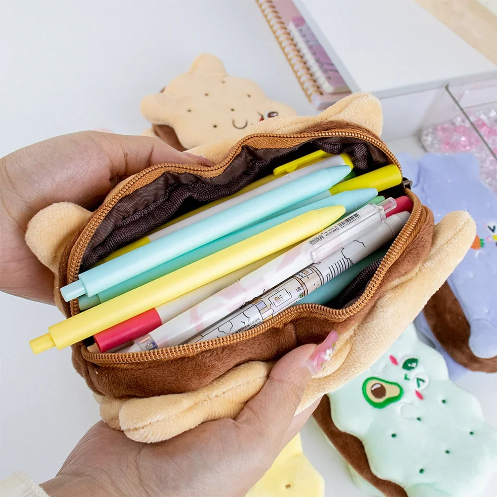 Kawaii Pencil Case Large Capacity Plush Pencil Bag Cartoon Stationery Box Back to School Office Supplies