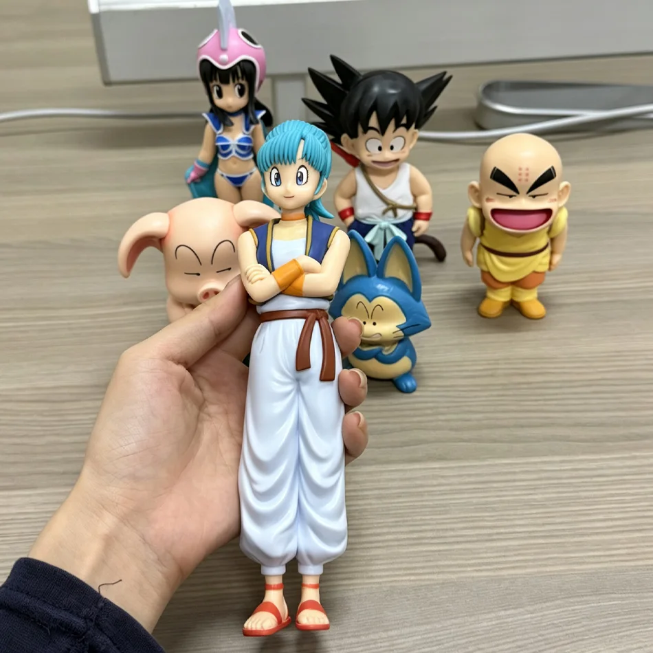 Set de 6 Figuras de PVC de Dragon Ball Z - Son Goku, Krillin, Chichi, Bulma, Puar, Oolong, Juguetes de Anime para Regalos de Cumpleaños