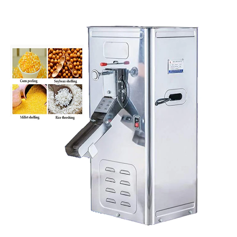 Small Electric Rice Mill Peeling Milling Machine Stainless Steel Cabinet Rice Beater Threshing Machine Peeling Machine