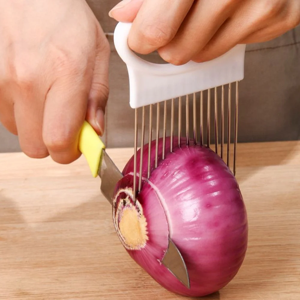 Stainless Steel Onion Needle Fork Vegetable Fruit Slicer Tomato Cutter Cutting Holder Kitchen Accessory Tool