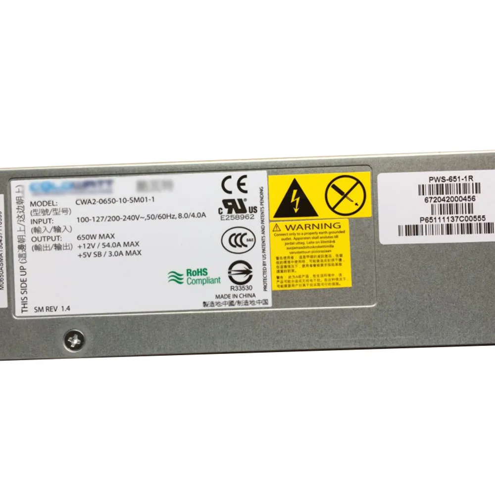 For Supermicro 1U Switching Power for Coldwatt 650W PWS-651-1R CWA2-0650-10-SM01 650W Server Redundant Power Supply