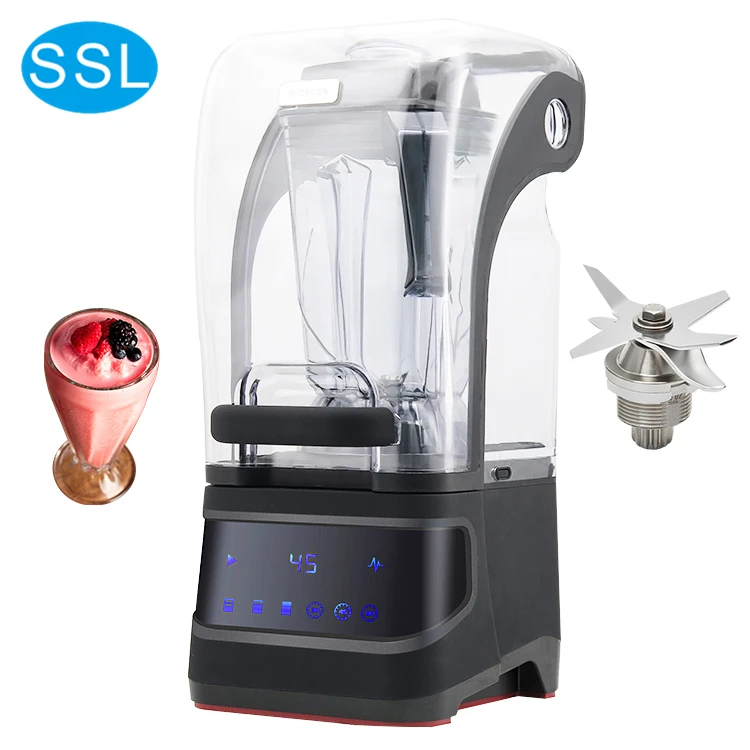 

High Power Blender Heavy Duty Commercial Ice Crusher Juice Industrial Silent Juicer Blender Machine With Sound Cover Enclosure