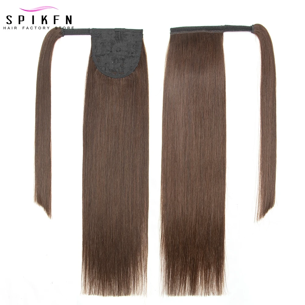 

Human Hair Ponytail Extensions Straight 14" 18" 20" 24" Real Natural Brazilian Remy Wrap Clip In Hair Extension 60-140g