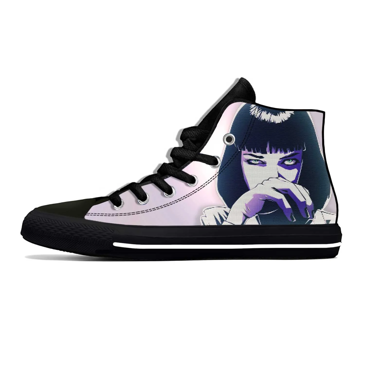 Anime Cartoon Movie Mia Wallace Pulp Fiction Casual Shoes Breathable Men Women Sneakers High Top Lightweight Summer Board Shoes