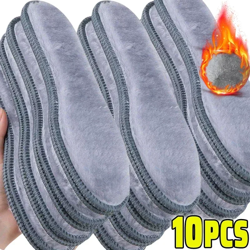 Fleece Self-heating Thermal Insoles for Feet Winter Thicken Wool Memory Foam Shoe Pads Men Women Elastic Snow Boots Sports Shoes