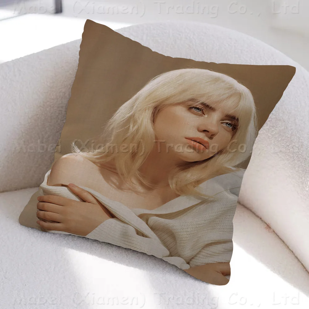 Pop Singer B-Billie Singer Pillow Covers Cartoon Sofa Decorative Home Double-sided Printing Short Plush Cute Cushion Cover