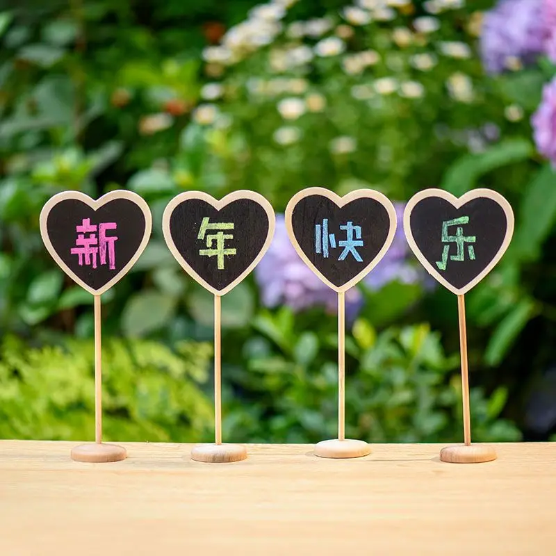 5PCS Mini Wooden Blackboard Valentine Day Floral Arrangement Table Decor Bar Ornament Succulent Insert Card Price Tag